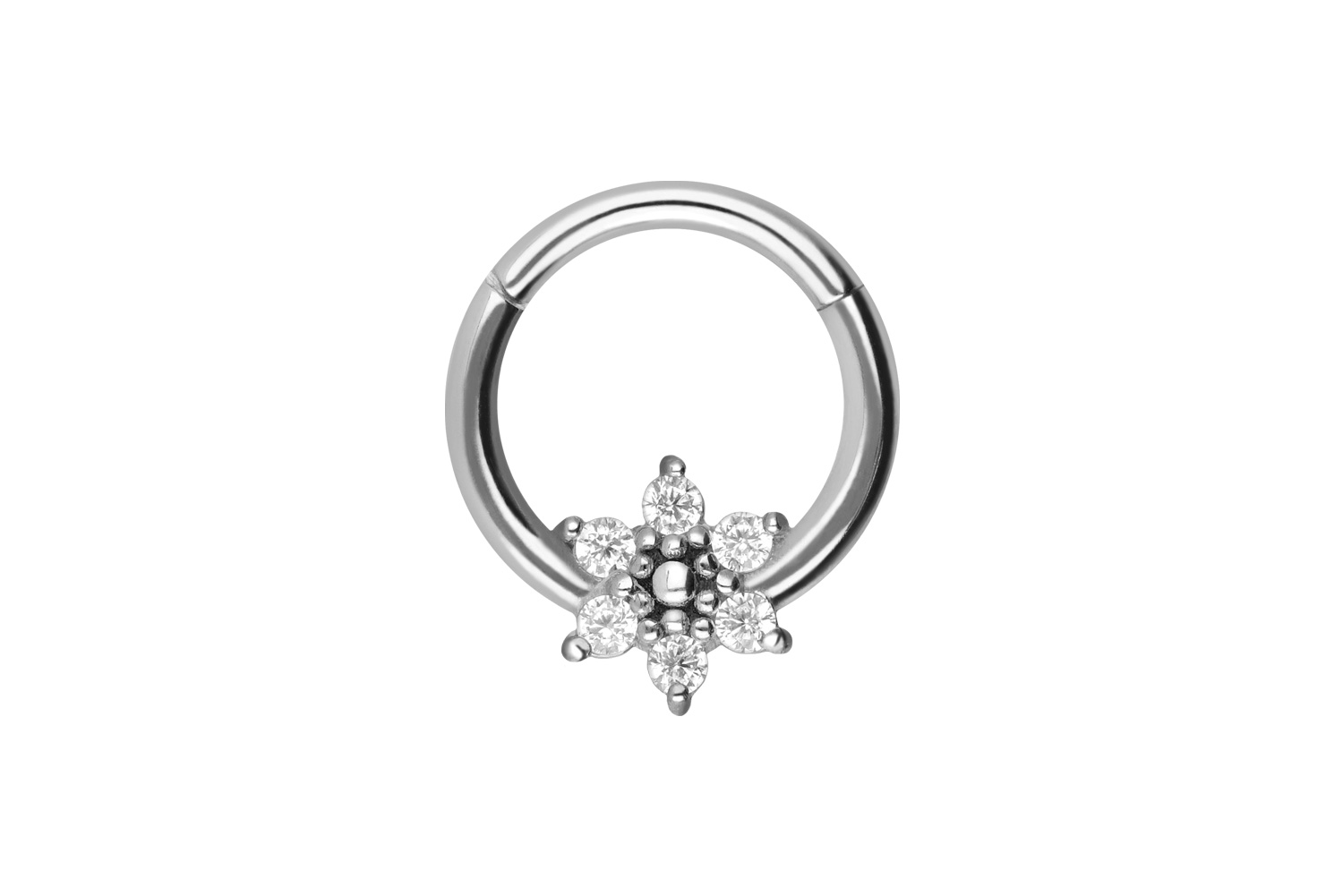 Chirurgenstahl Segmentring Clicker Piercing KRISTALLBLUME